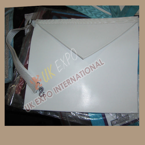 Masonic Plain White Leather Bag