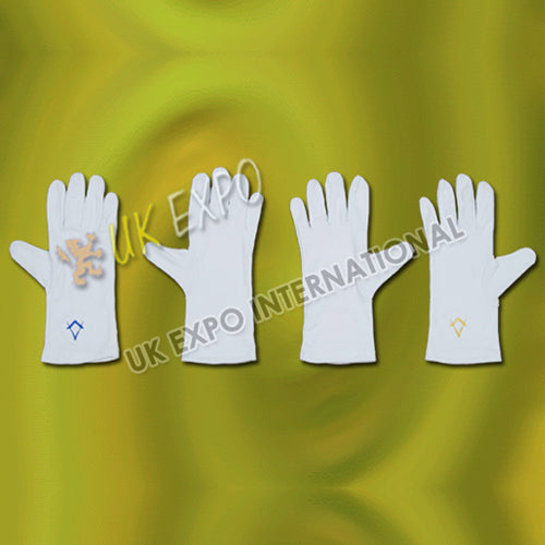 Masonic Embroidery White Gloves