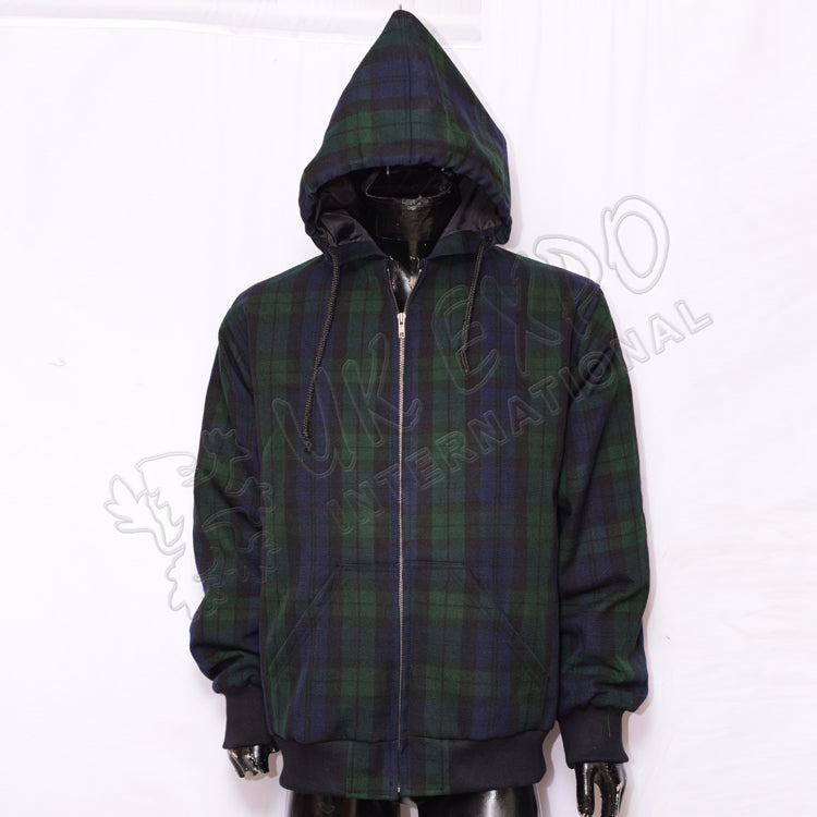 Men's Black Watch Tartan Hooded Jacket