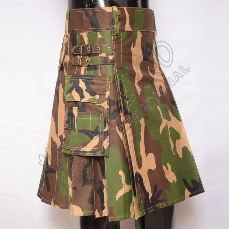 Modern Men Camouflage Utility Kilt