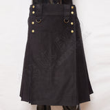 Men Sports Casual Black Utility Kilt