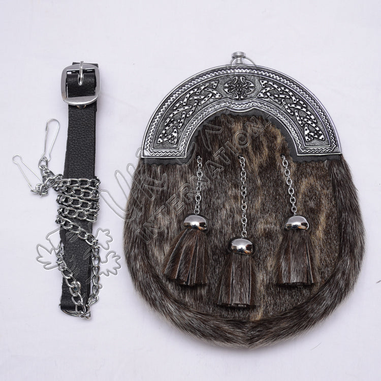 Seal Skin Celtic Cantle Full Dress Kilt Sporran