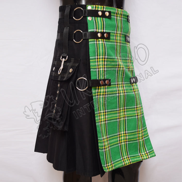Men Style Hybrid Irish National Tartan Utility Kilt