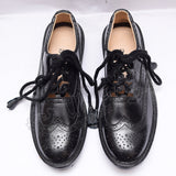 Men Traditional Celtic Black Leather Ghillie Brogues