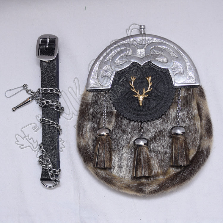 Stag Head Chrome Finish Scottish Full Dress Kilt Sporran
