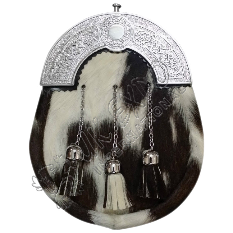 White Black Celtic Cantle Kilt Sporran