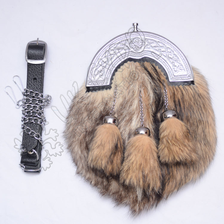 Fox Fur Thistle Chrome Kilt Sporran