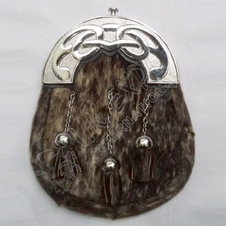 Celtic Chrome Cantle Seal Skin Kilt Sporran