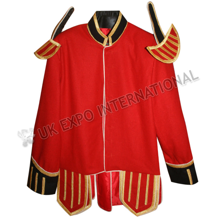 Red Military Piper Doublet Golden Braid With Black Trim