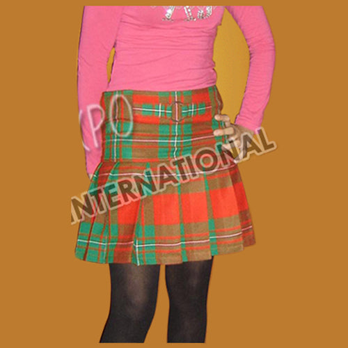 Spring Green And Orange Tartan Mini Fashion Skirt