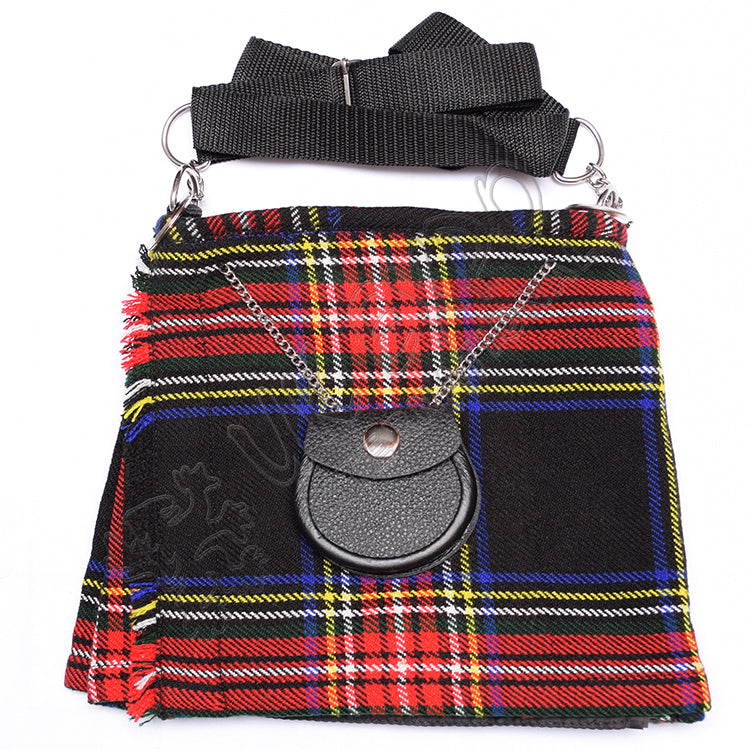Modern Black Stewart Tartan Ladies Kilt Bag