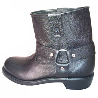 Black Pebble Leather Miu Miu Biker Boots