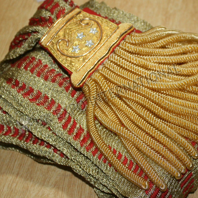 Napoleonic Prussian Officer Gold & Maroon Netted Sash