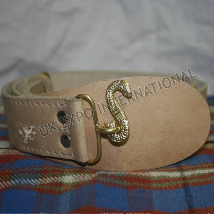 Civil War Natural Leather Snake Buckle Waist Belt