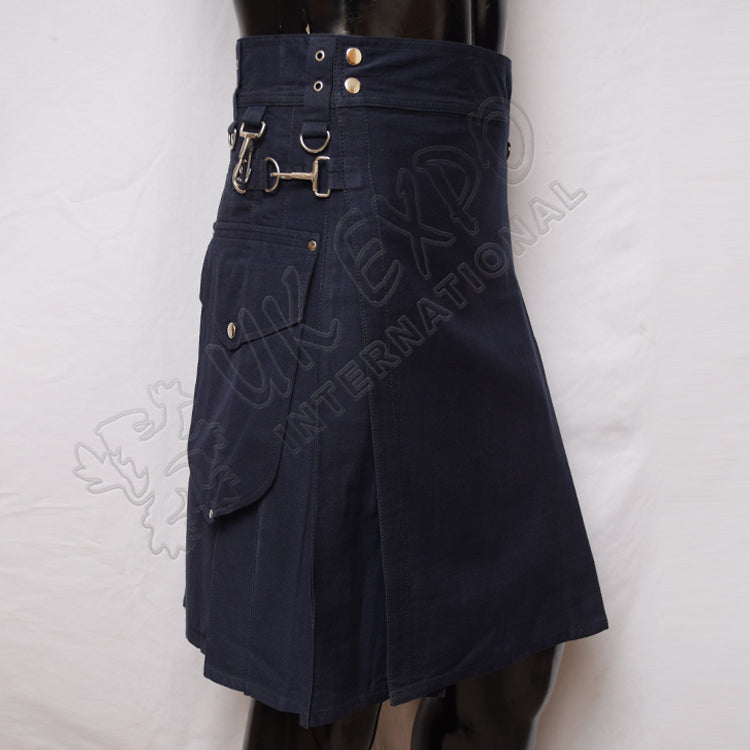 Navy Blue Sports Casual Utility Kilt