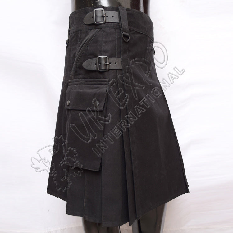 Modern Black Utility Kilt