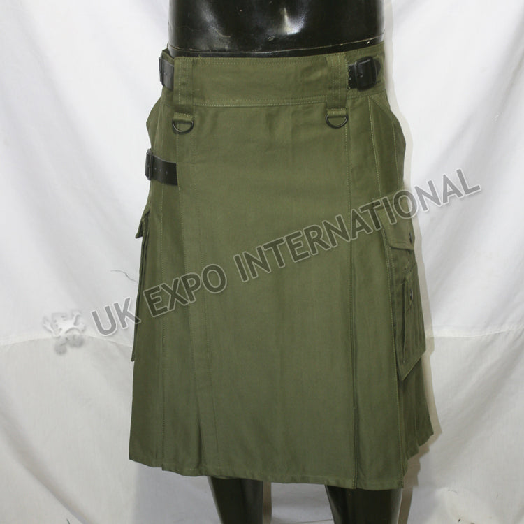 Modern Green Olive Utility Kilt
