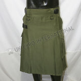 Modern Green Olive Utility Kilt