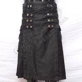 Black Heavy Duty 8 Straps Snap Closing Utility Kilt