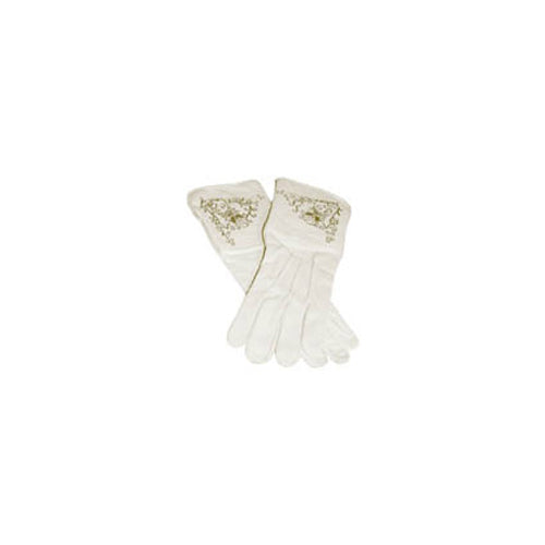 US Officers Embroidered White Leather Gauntlet