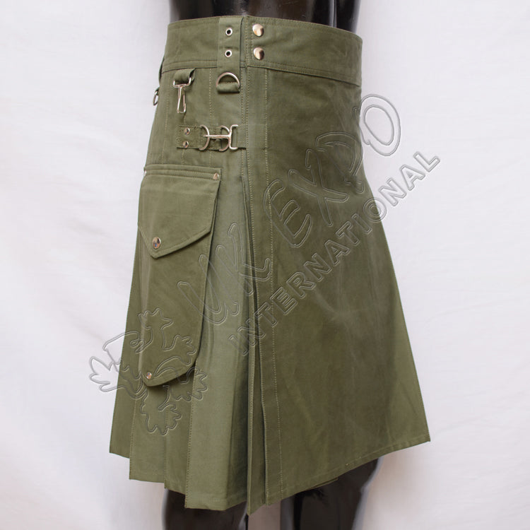 Olive Color Sports Casual Utility Kilt