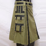 Olive Green Heavy Canvas Sports Casual Utility Kilt