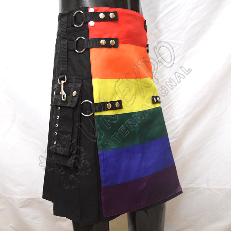 Black With Orlando Rainbow Fashion Utility Kilt