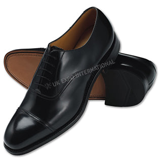 Handmade Black Leather Cap Toe Oxford Shoes