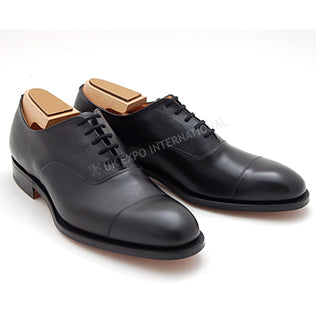 High Quality Black Leather Cap Toe Oxford Shoes