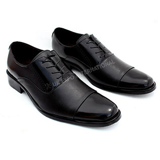 Black Leather Cap Toe Oxford Dress Shoes