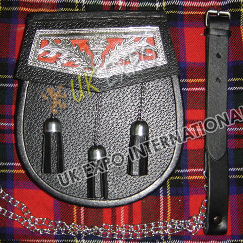 Scottish Bloom Grain Black Leather Sporran