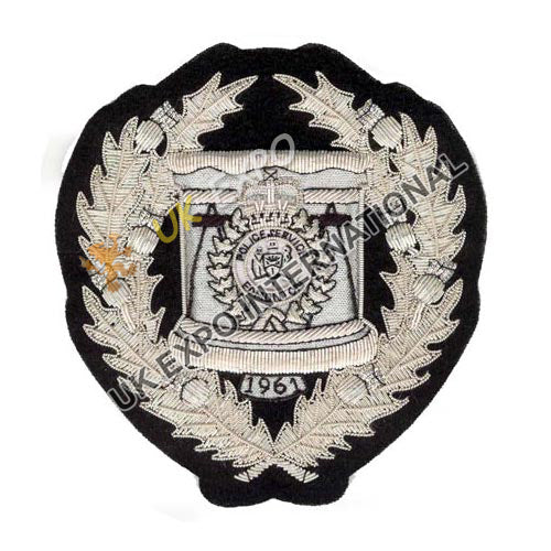 Silver Bullion Drum Major Thistle Motifs Badge