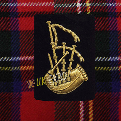 Bagpipe Patch Embroidered Gold Wire Insignia