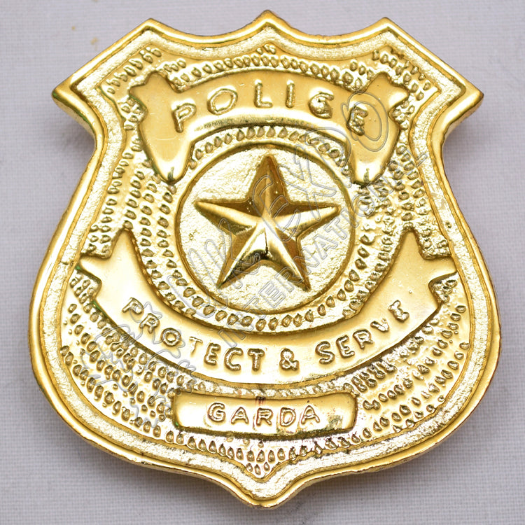Garda Police Brass Badge Protect & Serve