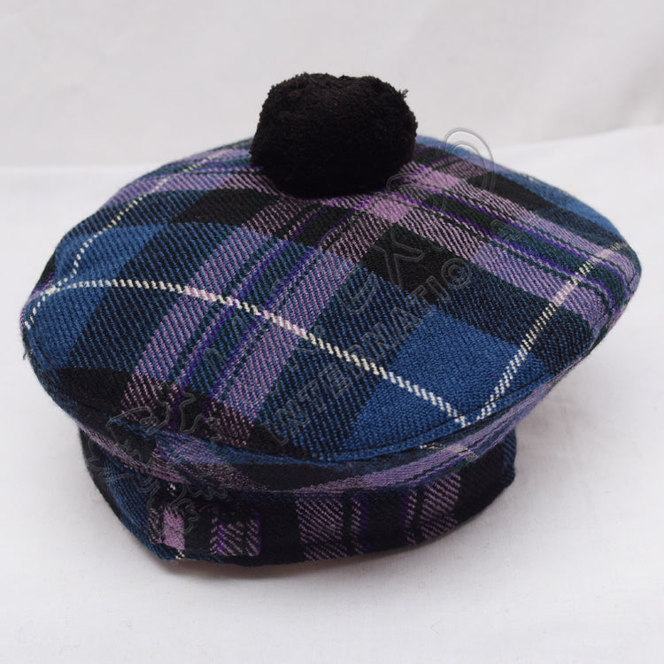 Pride of Scotland Tartan Military Bonnet With Black Pom Pom