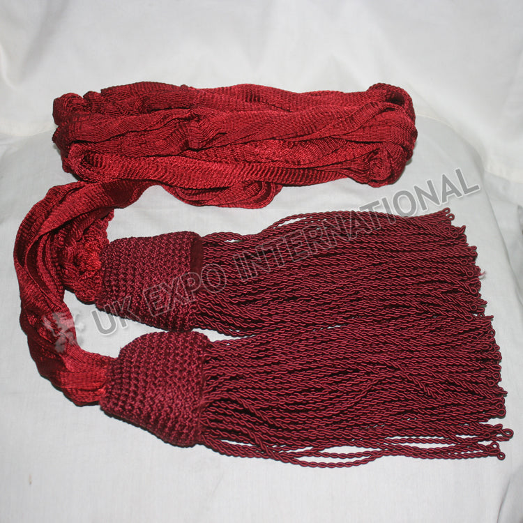 Prussian Officer Maroon 18th Century Military Waist Sash