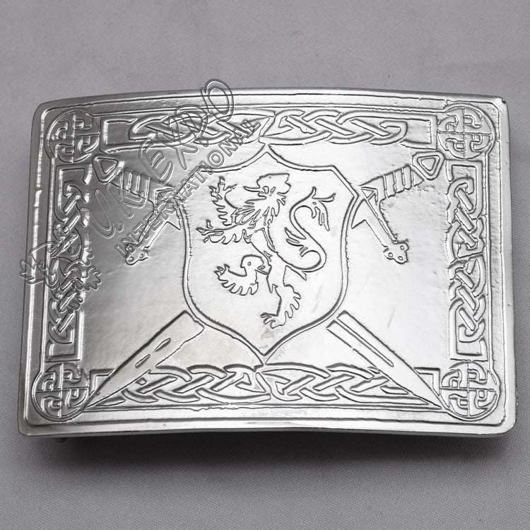 Rampart Lion Shield Buckle With Celtic Knot Work