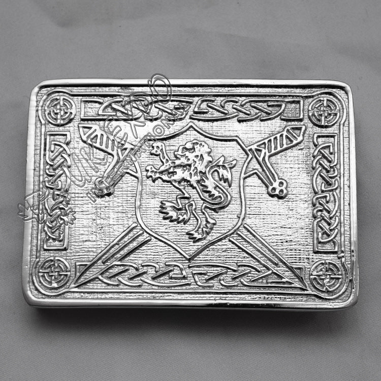 Rampart Lion Shield Buckle With Celtic Knot Work
