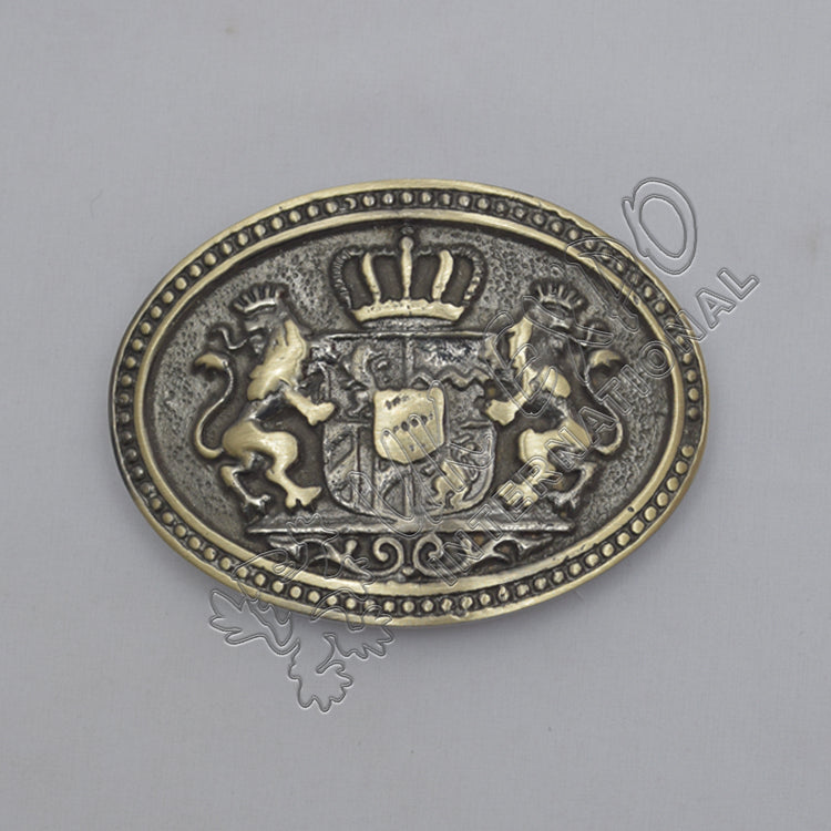 Rampart Lion With Crown Brass Antique Kilt Belt Buckle