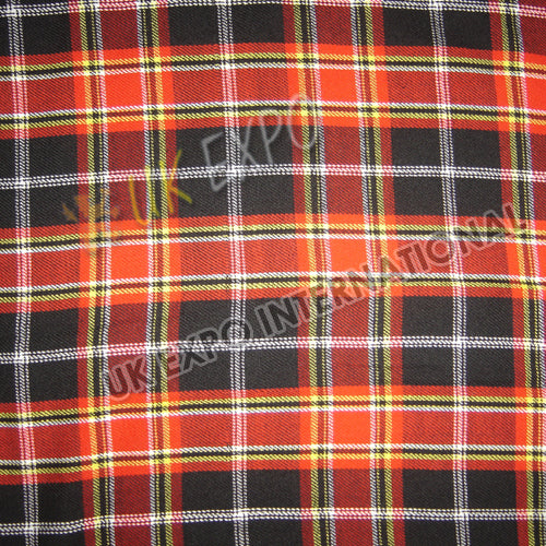 Red and White Line on Black Shade Tartan No 1
