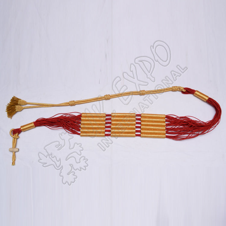 Russian Braid Red Golden Cotton Barrel Sash