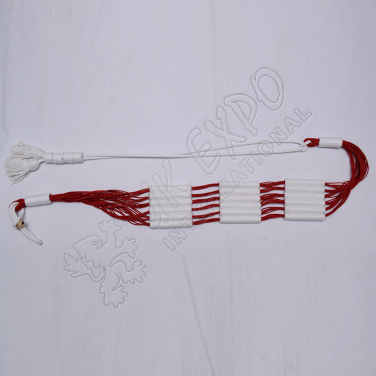 Russian Braid Red White Cotton Barrel Sash