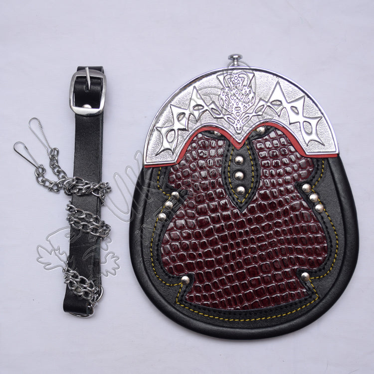 Red Color Crocodile Artificial PVC Full Dress Sporran