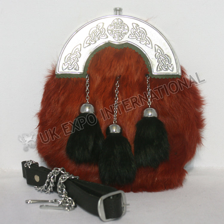 Scottish Maroon Rabbit Fur Full Dress Sporran