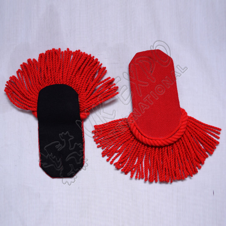 Red Epaulettes Black Braid Military Shoulder Boards