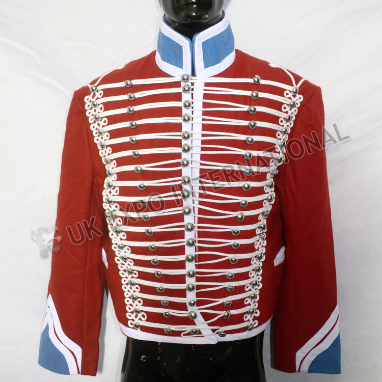 White Wool Braid Red Hussar Jacket