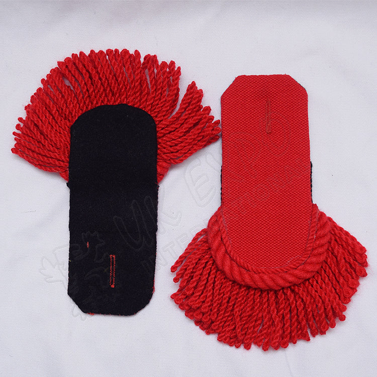Red Wool Epaulettes Pair Military Shoulder Boards