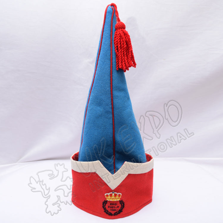 Sky Blue & Red Wool Royal Spanish Sleeve Cap