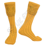 Rhombus Cuff Golden Color Kilt Woolen Socks