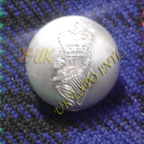 Silver Button Round Shape Crown And Harp
